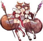  2girls :d ada_(tate_no_yuusha_no_nariagari_rise) animal_ear_fluff animal_ears artist_request bare_shoulders belt blunt_bangs boots breasts brown_belt brown_boots brown_hair brown_jacket brown_sleeves brown_thighhighs check_clothing clothing_request detached_sleeves frilled_jacket frilled_sleeves frills full_body game_asset groin hairband hands_up holding holding_hands holding_staff irene_(tate_no_yuusha_no_nariagari_rise) jacket knee_boots leg_up leotard long_sleeves looking_at_viewer mage_staff medium_breasts medium_hair multicolored_boots multiple_girls official_art open_clothes open_jacket orange_eyes parted_lips purple_hairband purple_ribbon red_boots red_eyes red_hairband red_jacket red_ribbon red_sleeves ribbon simple_background small_breasts smile squirrel_ears squirrel_girl squirrel_tail staff standing standing_on_one_leg straight-on tail tate_no_yuusha_no_nariagari tate_no_yuusha_no_nariagari_rise thighhighs transparent_background two-tone_boots white_boots white_leotard wide_sleeves 