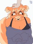 animated animated_gif anthro begging big_breasts black_bra black_clothing black_underwear bouncing_breasts bra breast_squish breasts canid canine canis cleavage clothed clothing enjoying eyewear facial_scar female first_person_view fur glasses graey graeyfloof hands_together headpat looking_at_viewer looking_up looking_up_at_viewer mammal orange_body orange_fur oversized_clothing oversized_topwear petting petting_pov scar short_playtime sleeves sleeves_past_wrists smile smiling_at_viewer solo sports_bra squish sweatshirt tail tail_motion tailwag topwear underwear wearing_glasses wolf