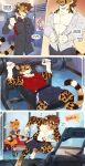2026 abs absurd_res acinonyx_jubatus anthro athletic_wear barbell black_bottomwear black_clothing bottomwear bulge cheetah claws clothed clothed_anthro clothed_male clothing comic detailed_bulge dialogue duo english_description english_text exercise feet felid feline fingers footwear fully_clothed fur genital_outline grey_clothing gym hair hi_res inside kasey_kyle male male_anthro mammal markings muscular muscular_anthro muscular_male open_mouth pecs penis_outline red_clothing shirt shorts smile speech_bubble spirale spirale_(character) sportswear spots spotted_body spotted_fur stripes tail text toes topwear undressing_self weightlifting white_clothing workout