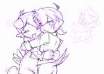 90_percent_studios ambiguous_gender anthro bqq7xx_b canid canine canis dalmatian domestic_dog duo face_squish guide_lines hi_res hug humanoid male male/ambiguous mammal olive_higgins patches_ito purrfect_apawcalypse silly_face simple_background simple_coloring sketch squish