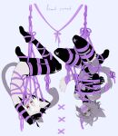 arms_tied armwear bdsm black_clothing black_legwear black_stockings bondage bound bow_tie clothing domestic_cat duo ear_piercing elbow_gloves felid feline felis fur gag gloves grey_body grey_fur grey_hair hair handwear hi_res humanoid legs_tied legwear lenoidpipisoid male mammal markings piercing purple_rope red_eyes restraints rope rope_bondage rope_gag rope_harness spots spotted_markings spotted_tail star_pattern stockings tail tail_markings upside_down white_body white_fur white_hair yellow_eyes