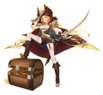  1girl armor artist_request belt black_garter_straps blue_eyes boots breasts brown_belt brown_boots brown_cape brown_corset brown_hat brown_shorts cape closed_mouth coin corset curtained_hair cutlass full_body game_asset garter_straps gold_coin gold_trim grey_armor gun hands_up hat holding holding_gun holding_sword holding_weapon jane_d._vanslord knee_boots leather leather_boots light_smile long_sleeves looking_at_viewer medium_breasts medium_hair official_art orange_hair pauldrons pirate_costume red_cape revolver shirt shorts shoulder_armor simple_background smile solo standing sword tate_no_yuusha_no_nariagari tate_no_yuusha_no_nariagari_rise thighhighs transparent_background treasure_chest two-sided_cape two-sided_fabric weapon white_shirt white_thighhighs zettai_ryouiki 