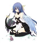  artist_request asymmetrical_wings bow dizzy guilty_gear ribbon sitting solo squirrel tail tail_bow tail_ribbon thighhighs wings 