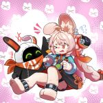 1:1 3_toes ambiguous_gender anthro bodily_fluids duo eous_(zenless_zone_zero) feet female fur hair hi_res inner_ear_fluff lagomorph leporid lisher001 machine mammal mihoyo one_eye_closed pink_body pink_fur pink_hair rabbit red_eyes robot sitting sitting_on_ground sweat thiren toes tuft zenless_zone_zero zhao_(zenless_zone_zero)