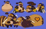 2025 3_fingers anthro arm_tuft arthropod arthropod_abdomen_markings back_wings bedroom_eyes bee belly belly_to_belly big_belly blonde_hair blue_background bodily_fluids breasts breath brown_belly brown_eyelids brown_markings cel_shading claw_fingers claw_toes clothed clothed_male clothing command countershading crown dialogue digitigrade dizzy dominant dominant_female drooling duo elbow_tuft emanata english_text eye_through_hair eyebrow_through_hair eyebrows eyes_mostly_closed featureless_breasts female female_anthro fingers fur gloves_(marking) good_boy hair hand_on_another's_chin hand_on_another's_head hand_on_belly hand_on_chin hand_on_own_belly hand_on_own_breast headgear headpat heart_(marking) heart_symbol hi_res hug huge_arthropod_abdomen huge_belly hugging_another hugging_belly hymenopteran hyper hyper_arthropod_abdomen hyper_belly immobile inflation insect kissing leg_markings liquid_inflation looking_at_another looking_at_belly looking_pleasured low-angle_view male male/female markings medium_breasts midriff multicolored_hair narrowed_eyes navel nude nude_female obese obese_anthro obese_female obese_male onomatopoeia orange_pawpads overweight overweight_anthro overweight_female overweight_male pawpads praise queen queen_bee question_mark reverse_countershading royalty ruff rumbling_stomach saliva seductive sequence serafphim shaded shirt_up short_hair side_view simple_background sitting socks_(marking) sound_effects speech_bubble standing submissive submissive_male tan_torso text thick_thighs three-quarter_view translucent translucent_hair tuft weight_gain wide_hipped_anthro wide_hipped_female wide_hipped_male wide_hips wings yellow_body yellow_fur