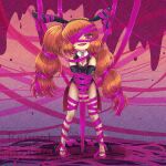  1girl 793_(oo793oo) anchor animal_ears bound bound_arms breasts cleavage commentary_request e.g.o_(project_moon) full_body ishmael_(project_moon) limbus_company long_hair looking_at_viewer nontraditional_playboy_bunny orange_hair pink_eyes pink_ribbon playboy_bunny project_moon rabbit_ears ribbon roseate_desire_(e.g.o) solo twintails uneven_twintails very_long_hair 