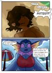 anthro beach beach_umbrella big_breasts blue_body border breasts brown_body brown_hair brown_skin canid clothing comic conjoined_speech_bubble cpr dialogue duo eeveelution english_honorific english_text female female_anthro first_person_view generation_1_pokemon hair hair_over_eye heart_in_mouth hi_res human infrawash lifeguard_swimsuit male mammal nintendo outside parasol pointy_speech_bubble pokemon pokemon_(species) red_clothing red_swimwear resuscitation sand speech_bubble stuttering susan_(chocolatebunnyfinn) swimwear tan_body tan_skin text vaporeon waking_up wet wet_body wet_hair white_border