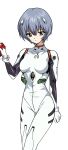  1poppy 2girls ayanami_rei blue_hair bodysuit breasts commentary highres interface_headset_(evangelion) mecha_pilot_suit multiple_girls neon_genesis_evangelion plugsuit_(evangelion) red_eyes short_hair simple_background souryuu_asuka_langley standing untranslatable_commentary white_background white_bodysuit 