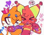 agender_(lore) ambiguous/ambiguous ambiguous_gender animate_inanimate anonymous_artist anthro bandetto blood blush bodily_fluids candy_gore canid canine canis colored_blood crown domestic_dog duo fox gore gore_focus headgear heart_(marking) hi_res lapfox_trax licking licking_wound living_pinata looking_at_another mammal markings masochism nosebleed pinata pool_toy sweat sweatdrop tears the_quick_brown_fox tongue unusual_blood unusual_bodily_fluids wounded