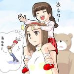  artist_request bear carrying character_request forehead lowres maria-sama_ga_miteru multiple_girls shoulder_carry torii_eriko 