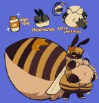 2025 2_toes 3_claws 4_arms anthro arthropod arthropod_abdomen_markings back_wings bedroom_eyes bee belly big_belly black_eyelids blonde_hair blue_background bodily_fluids breasts breath cel_shading cheek_spots claw_fingers claw_toes claws container countershade_arthropod_abdomen countershade_torso countershading crotch_tuft crown digitigrade disembodied_hand drooling english_text exclamation_point eye_through_hair eyebrow_through_hair eyebrows eyes_mostly_closed featureless_breasts feet female female_anthro fur gloves_(marking) group hair hand_on_belly hand_on_own_belly hand_on_own_breast headgear heart_symbol hi_res hymenopteran hyper_arthropod_abdomen insect jar leg_markings lidded_eyes looking_at_viewer looking_pleasured love_handles markings medium_breasts multi_arm multi_limb narrowed_eyes navel obese obese_anthro obese_female open_mouth overweight overweight_anthro overweight_female queen_bee rounded_snout royal_jelly ruff rumbling_stomach saliva seductive serafphim shaded simple_background socks_(marking) solo_focus sparkles speech_bubble striped_arms striped_legs tan_body tan_fur text thick_thighs toes translucent translucent_hair tuft white_claws wide_hips wings yellow_arms yellow_body yellow_eyes yellow_legs yellow_mouth