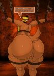 2026 absurd_res anthro arms_tied balls big_butt black_eyes black_sclera bound bubble_butt butt canid canine canis critters_(poppy_playtime) dialogue digital_media_(artwork) dogday_(poppy_playtime) domestic_dog fur genitals hands_tied hi_res huge_butt male mammal mgdire671 mob_entertainment no_pupils orange_body orange_fur pinup poppy_playtime pose smile smiling_critters solo tail thick_thighs wide_hips