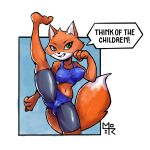 1:1 2026 anthro arm_tuft bottomwear breasts brutal_paws_of_fury butt butt_from_the_front camel_toe canid canine clothing collarbone crop_top dialogue dipstick_tail feet female flexible fox foxy_roxy fur green_eyes hi_res high_kick kick mammal markings midriff mouseofillrepute nipple_outline orange_body orange_fur shirt shorts shoulder_tuft smile solo spread_legs spreading tail tail_markings topwear tuft white_body white_fur