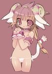  blade_(galaxist) blush collar copyright_request hair_ribbon horns long_hair lowleg lowleg_panties lowres monster_girl multicolored_hair navel open_mouth panties pink_eyes ribbon sheep sheep_girl side-tie_panties solo tears thigh_gap underwear white_panties 