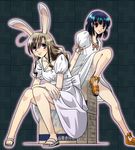  animal_ears artist_request bunny_ears maria-sama_ga_miteru multiple_girls nijou_noriko sandals toudou_shimako 