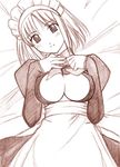  artist_request breasts center_opening cleavage hisui large_breasts long_sleeves monochrome open_clothes open_shirt shirt short_hair solo tsukihime 