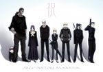  5boys archer artoria_pendragon_(all) assassin_(fate/stay_night) berserker black blonde_hair caster chibi dark_skin dark_skinned_male everyone fate/hollow_ataraxia fate/stay_night fate_(series) formal ghost_in_the_shell ghost_in_the_shell_lineup ghost_in_the_shell_stand_alone_complex gilgamesh lancer lineup long_sleeves multiple_boys multiple_girls parody puyo rider saber scabbard sheath 