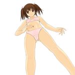  a1 bra brown_eyes brown_hair cameltoe flower from_below hair_flower hair_ornament lingerie navel_piercing panties piercing pink_panties short_twintails solo standing to_heart_2 twintails underwear underwear_only yuzuhara_konomi 