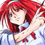  artist_request blood long_hair long_sleeves lowres red_eyes red_hair solo toono_akiha tsukihime vermillion_akiha 