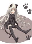  animal_ears cat_ears long_sleeves original satomi solo tail thighhighs 