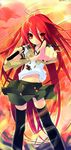  alastor_(shakugan_no_shana) highres itou_noiji jewelry long_hair pendant red_hair school_uniform shakugan_no_shana shana solo sword thighhighs weapon zettai_ryouiki 