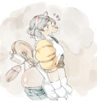  anthro brown_eyes canid canine clothed clothing disembodied_penis duo erection faceless_male fur hair kemono kinoko_(artist) male mammal open_mouth penis surprise 