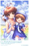  antenna_hair brown_hair clannad dress furukawa_nagisa goto_p multiple_girls okazaki_ushio ponytail sailor_dress 