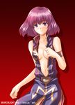  blush center_opening gundam haman_karn midori_(searchlight) open_clothes open_shirt pink_hair purple_eyes shirt solo zeta_gundam 