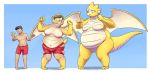  2019 anthro big_breasts breast_growth breasts clenched_teeth clothing dragon featureless_breasts featureless_crotch female gender_transformation growth hair human human_to_anthro male mammal mtf_transformation navel nude pigeon_toed sequence short_hair simple_background solo standing subakitsu tail_growth teeth torn_clothing transformation weight_gain wings worried 