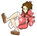  artist_request bdsm bondage bound brown_eyes brown_hair fuu long_sleeves samurai_champloo solo tied_up wince 