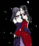  bad_id bad_pixiv_id bare_shoulders black_hair blue_eyes breasts cleavage closed_eyes detached_sleeves dress fate/hollow_ataraxia fate/stay_night fate_(series) gothic hair_ribbon hug imminent_kiss incest long_hair long_sleeves matou_sakura medium_breasts multiple_girls porigon purple_hair ribbon siblings sisters toosaka_rin two_side_up yuri 