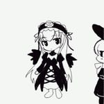  animated animated_gif artist_request bangs long_sleeves lowres monochrome multiple_girls rozen_maiden shinku suigintou 