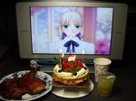  2d_dating artoria_pendragon_(all) blonde_hair fate/stay_night fate_(series) food lonely photo saber 