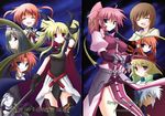  6+girls :d animal_ears arf arm_belt artist_request bardiche belt blonde_hair blue_eyes bow braid brown_hair buckle cape closed_eyes english familiar fate_testarossa fingerless_gloves forehead_jewel gloves hair_bow hair_ornament hair_ribbon levantine linith long_hair lyrical_nanoha magical_girl mahou_shoujo_lyrical_nanoha mahou_shoujo_lyrical_nanoha_a's multiple_girls open_mouth orange_hair pale_skin pink_hair ponytail precia_testarossa purple_eyes raising_heart red_eyes red_hair ribbon shamal short_hair short_twintails signum silver_hair skirt smile sword takamachi_nanoha thighhighs twin_braids twintails vita waist_cape weapon wolf_ears x_hair_ornament yagami_hayate zafira 