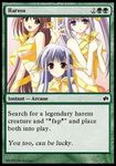  4chan :d bangs blue_eyes blue_hair border bow breasts brown_eyes card card_(medium) english green_border groin hand_up hands_together lisianthus long_hair long_pointy_ears looking_at_viewer lowres magic:_the_gathering medium_breasts multiple_girls naked_ribbon navel nerine nishimata_aoi official_art open_mouth pink_hair pointy_ears primula red_eyes ribbon shuffle! sidelocks silver_hair small_breasts smile straight_hair suzuhira_hiro third-party_edit tree twintails very_long_hair waving yellow_bow yellow_ribbon 
