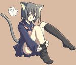  animal_ears cat_ears kimarin long_sleeves original school_uniform socks solo tail 