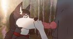  animal_genitalia animal_penis animated anthro balls canid canine canine_penis canis collar cum cum_in_mouth cum_inside cum_leaking domestic_dog duo erection faceless_male fellatio husky jeanwoof knot male male/male mammal oral penis sex wolf 