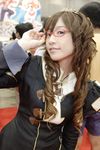  brown_hair copyright_request cosplay glasses long_sleeves photo red-framed_eyewear solo 