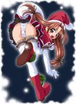  bent_over blue_eyes blush boots brown_hair christmas elbow_gloves frilled_panties frills garters gloves hat murakami_suigun original panties pantyshot red_footwear red_skirt santa_costume santa_hat skirt solo thighhighs tripping twintails underwear upskirt white_gloves white_legwear white_panties 