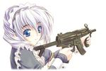  full_metal_panic! gun h&amp;k_mp5 heckler_&amp;_koch long_sleeves maid morino_kiriko solo submachine_gun teletha_testarossa weapon 