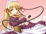  artist_request blonde_hair copyright_request corset long_hair long_sleeves maid solo source_request whip 