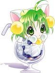  animal_ears artist_request cat_ears cup dejiko di_gi_charat drinking_straw in_container in_cup lowres minigirl mittens solo tail 