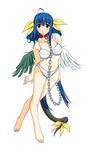  asymmetrical_wings blue_hair bra chain collar dizzy guilty_gear kannazuki_okuto leash lingerie lowres panties red_eyes ribbon solo tail tail_ribbon underwear underwear_only wings 