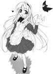  alice_(alicesoft) alice_in_wonderland bird crow greyscale long_sleeves monochrome solo yumesato_makura 