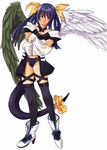 artist_request asymmetrical_wings blue_hair bow crossed_arms dizzy guilty_gear long_sleeves red_eyes ribbon scales solo tail tail_bow tail_ribbon thighhighs wings 