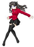  black_legwear fate/stay_night fate_(series) legs long_legs long_sleeves silvermoon solo thighhighs toosaka_rin turtleneck two_side_up 