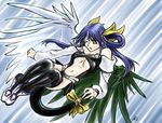  artist_request asymmetrical_wings bad_proportions blue_hair dizzy guilty_gear red_eyes ribbon solo tail tail_ribbon thighhighs wings 