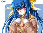  blue_hair dizzy guilty_gear hamu_(moeyobaka) long_sleeves lowres mittens red_eyes scarf solo winter 