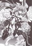  bdsm bondage bound breasts chain choker dizzy greyscale guilty_gear highres large_breasts long_hair miwa_yoshikazu monochrome non-web_source solo tail thighhighs wings 