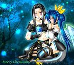  1girl artist_request asymmetrical_wings bdsm bondage bound christmas dizzy guilty_gear long_sleeves ribbon rope tail tail_ribbon tears testament_(guilty_gear) thighhighs third-party_edit wings 